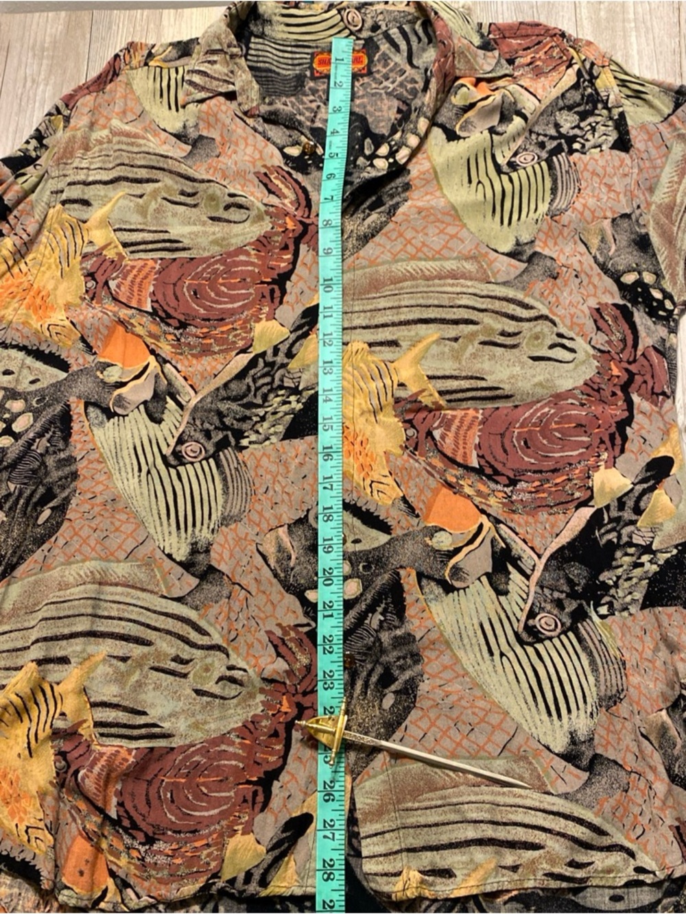 Shah Safari Mens Short Sleeve Button Shirt Fish Montage Design Vintage XL - Picture 8 of 11